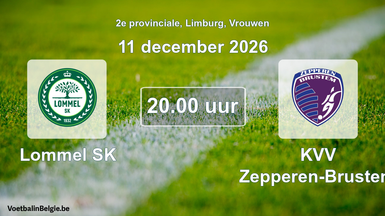 Geplande wedstrijd vrouwenvoetbal: Lommel SK - KVV Zepperen-Brustem (11 december 2026)