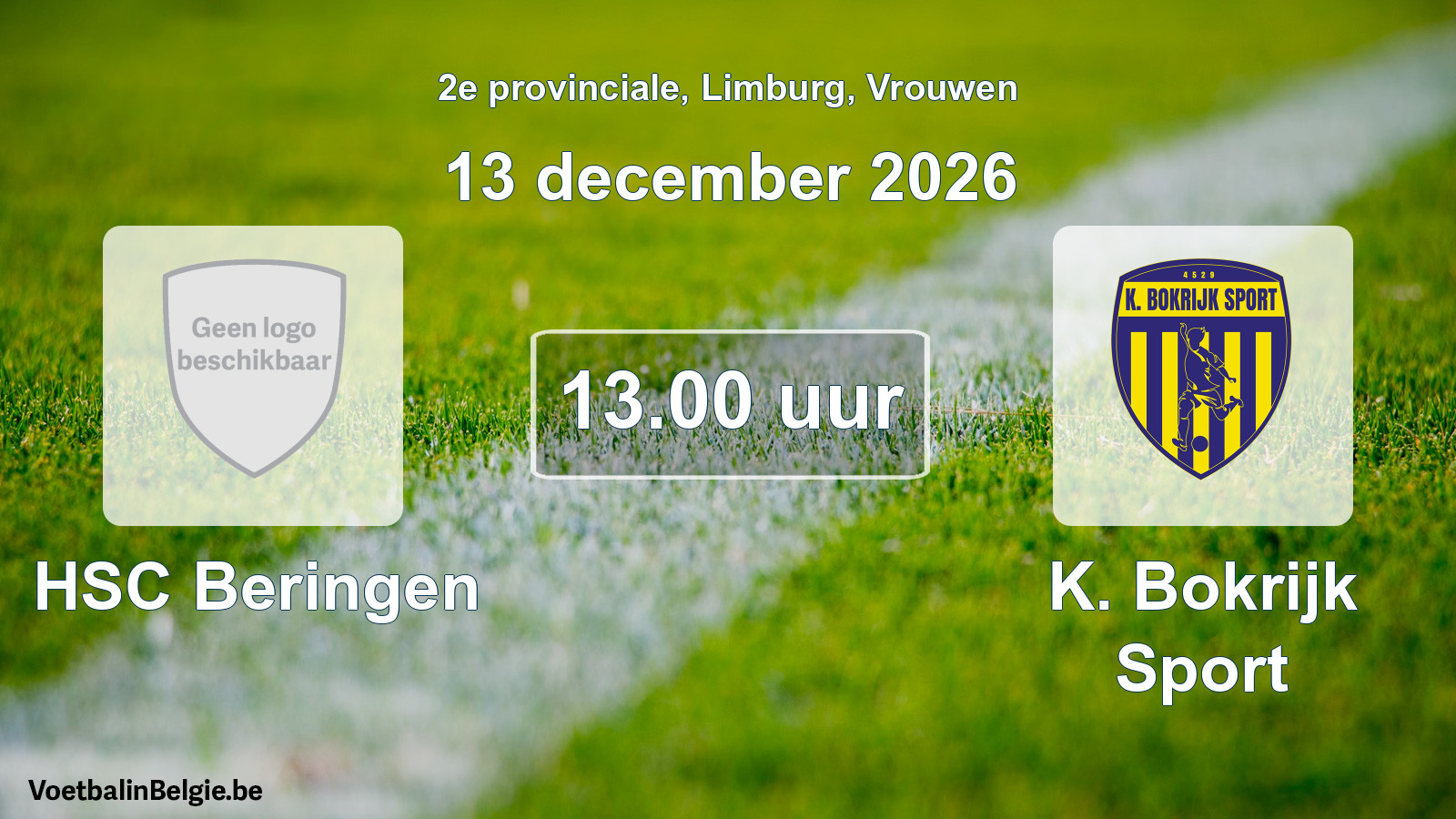 Geplande wedstrijd vrouwenvoetbal: HSC Beringen - K. Bokrijk Sport (13 december 2026)