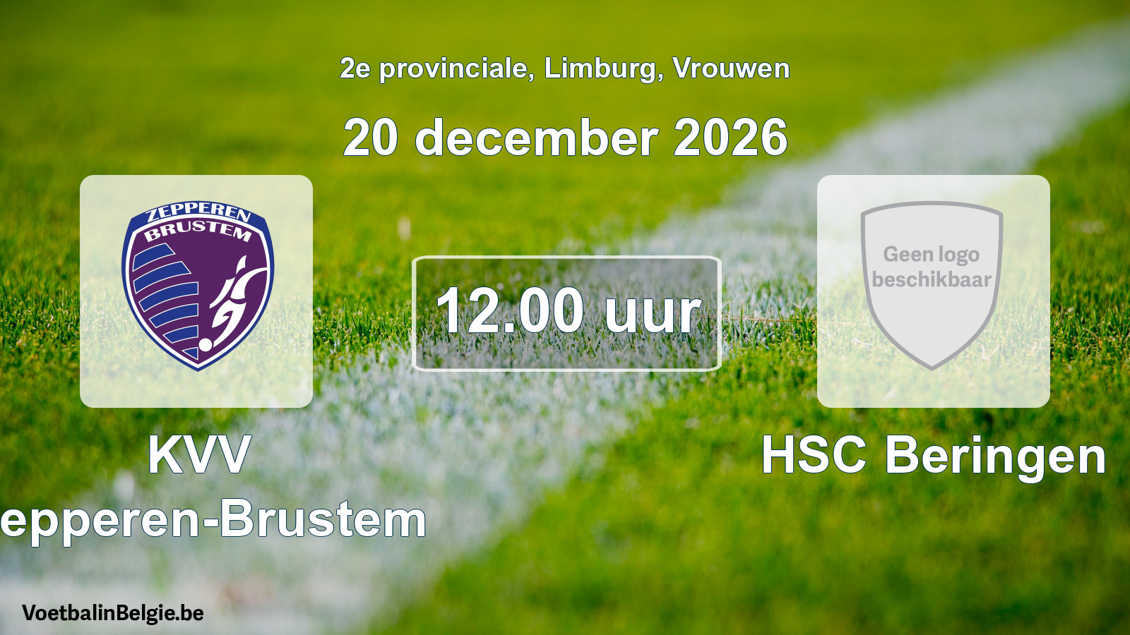 Geplande wedstrijd vrouwenvoetbal: KVV Zepperen-Brustem - HSC Beringen (20 december 2026)