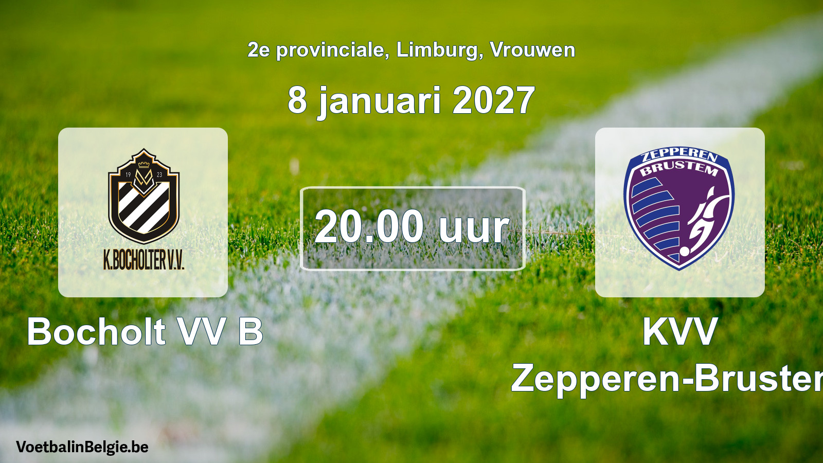 Scheduled match women football: Bocholt VV B - KVV Zepperen-Brustem (8 January 2027)