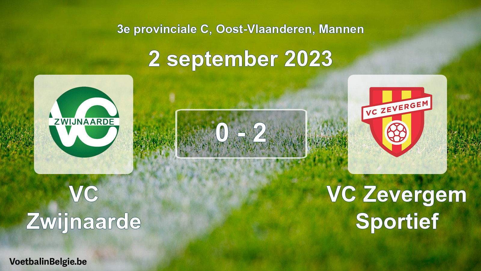 Gespeelde wedstrijd mannenvoetbal: VC Zwijnaarde - VC Zevergem Sportief 0 - 2 (2 september 2023)