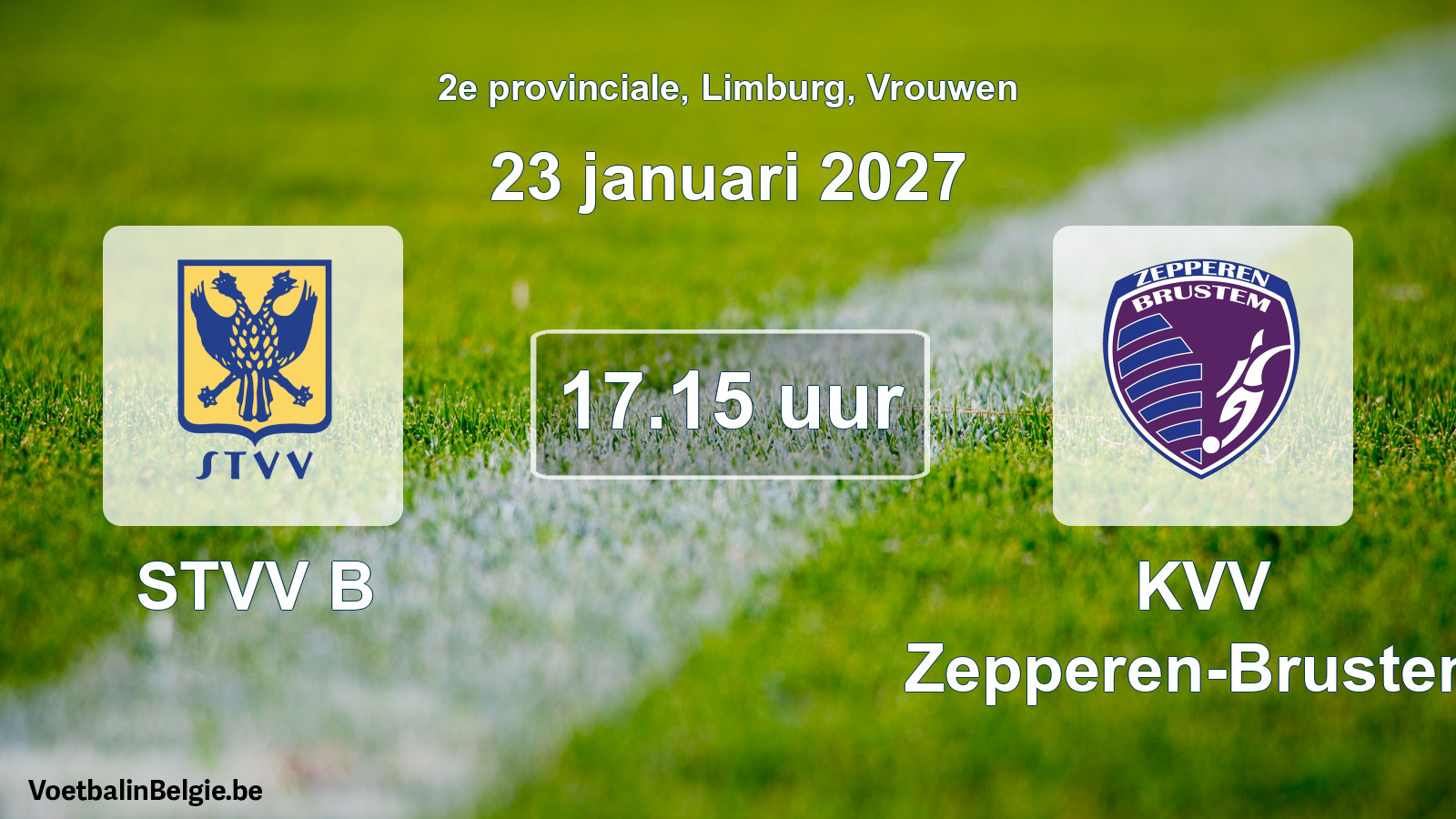 Geplande wedstrijd vrouwenvoetbal: STVV B - KVV Zepperen-Brustem (23 januari 2027)
