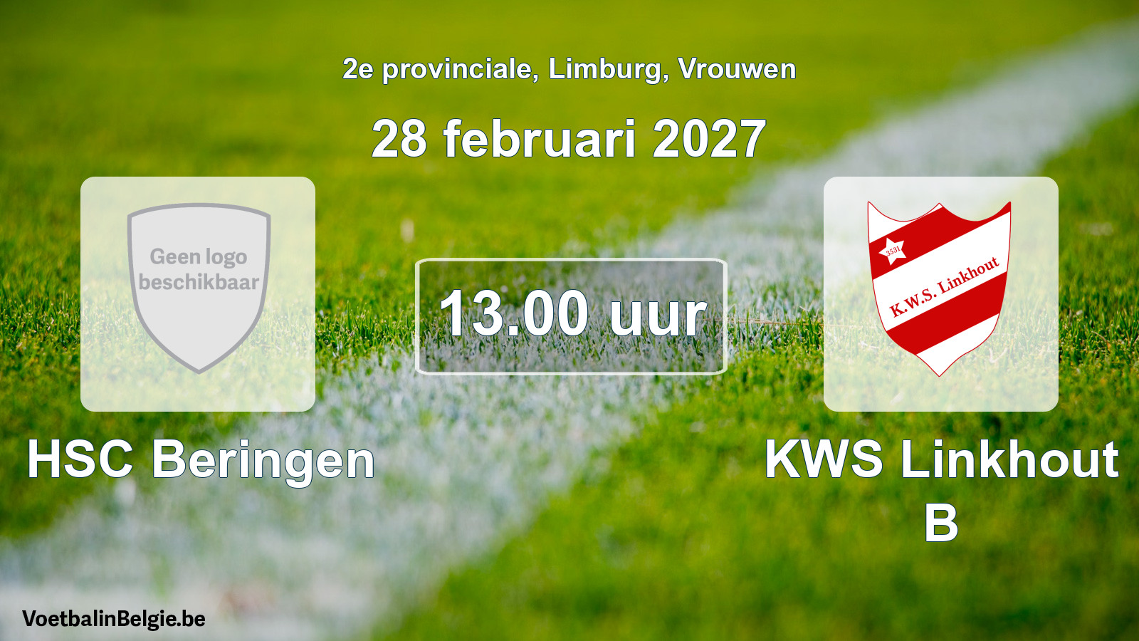 Geplande wedstrijd vrouwenvoetbal: HSC Beringen - KWS Linkhout B (28 februari 2027)