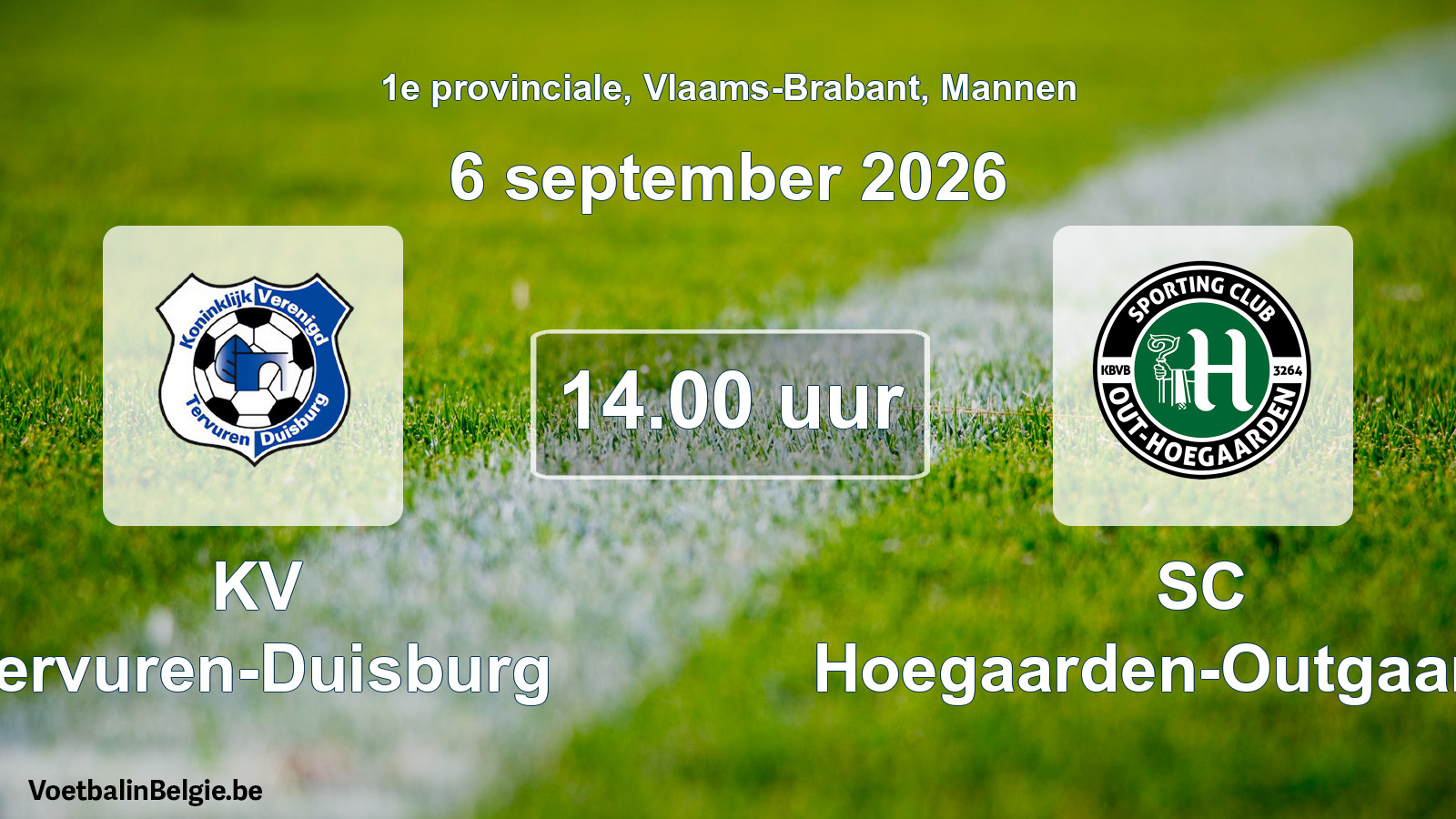 Geplande wedstrijd mannenvoetbal: KV Tervuren-Duisburg - SC Hoegaarden-Outgaarden (6 september 2026)