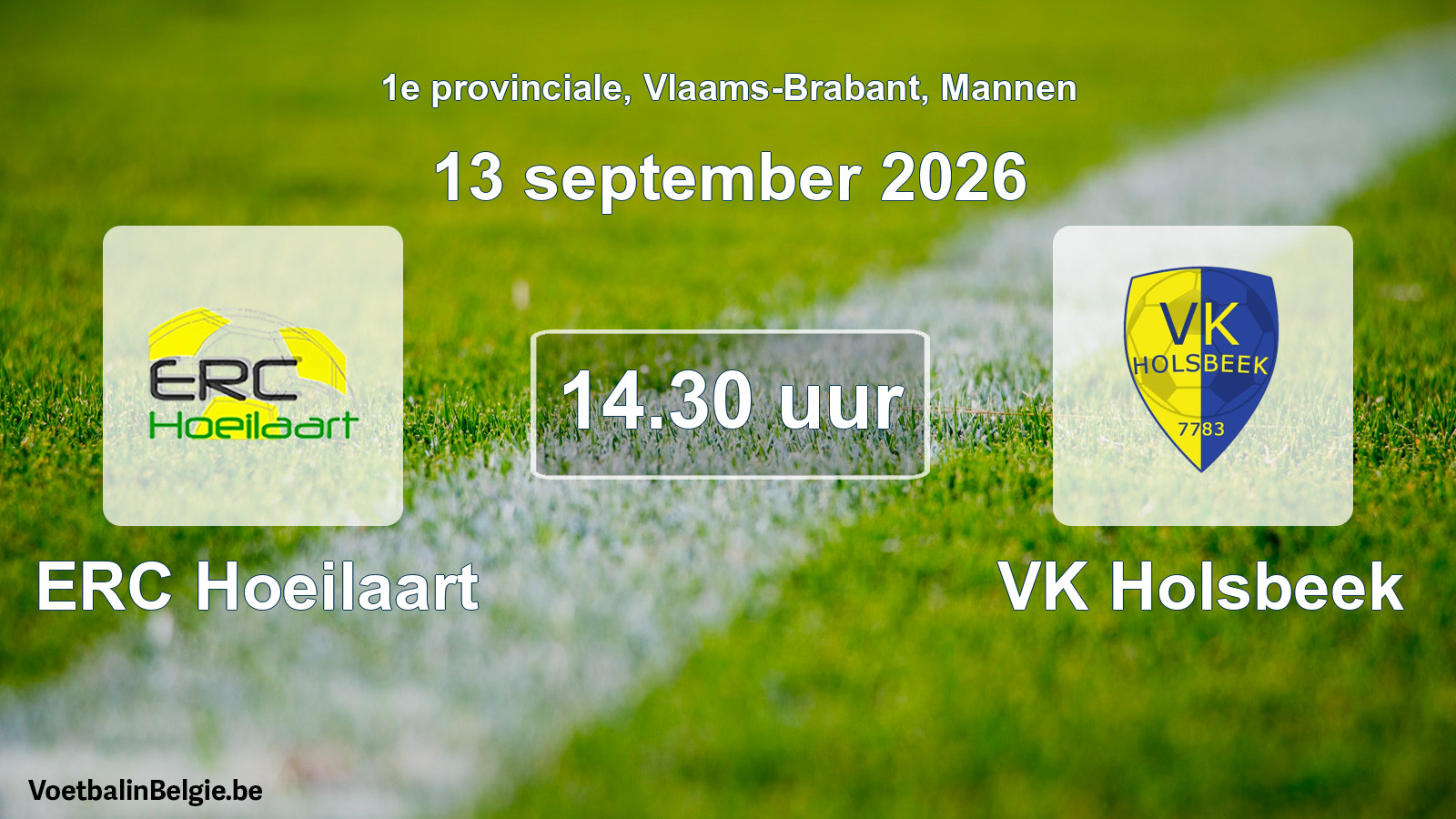 Geplande wedstrijd mannenvoetbal: ERC Hoeilaart - VK Holsbeek (13 september 2026)
