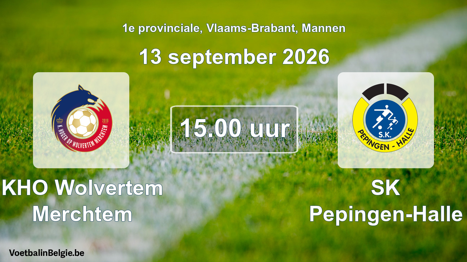 Geplande wedstrijd mannenvoetbal: KHO Wolvertem Merchtem - SK Pepingen-Halle (13 september 2026)
