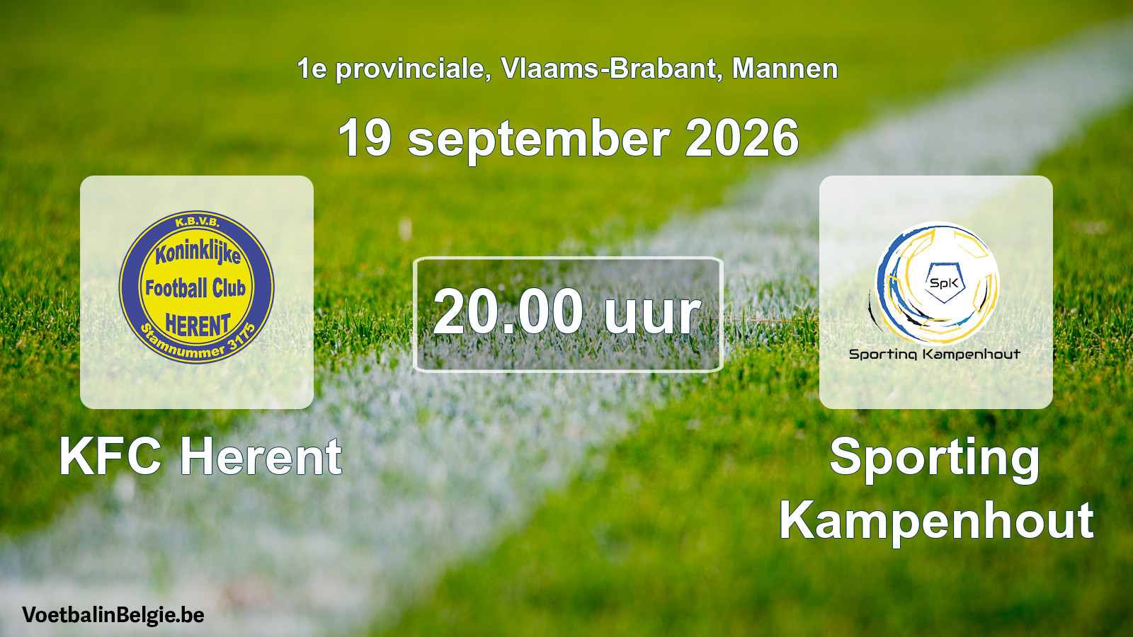Geplande wedstrijd mannenvoetbal: KFC Herent - Sporting Kampenhout (19 september 2026)