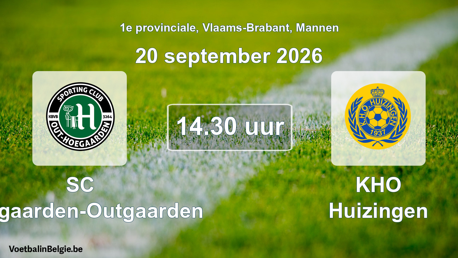 Geplande wedstrijd mannenvoetbal: SC Hoegaarden-Outgaarden - KHO Huizingen (20 september 2026)