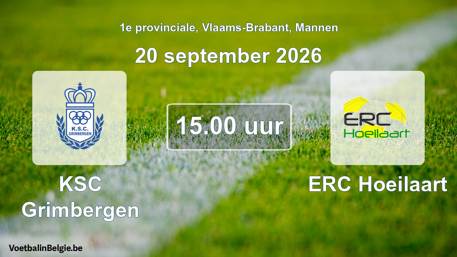 Geplande wedstrijd mannenvoetbal: KSC Grimbergen - ERC Hoeilaart (20 september 2026)