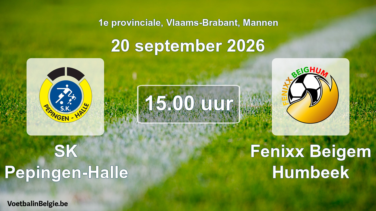 Geplande wedstrijd mannenvoetbal: SK Pepingen-Halle - Fenixx Beigem Humbeek (20 september 2026)