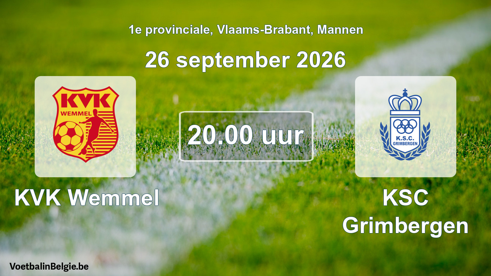 Geplande wedstrijd mannenvoetbal: KVK Wemmel - KSC Grimbergen (26 september 2026)