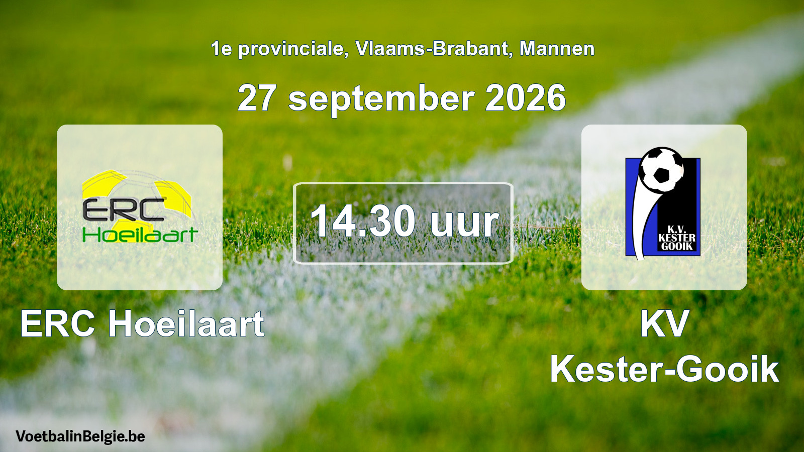 Geplande wedstrijd mannenvoetbal: ERC Hoeilaart - KV Kester-Gooik (27 september 2026)