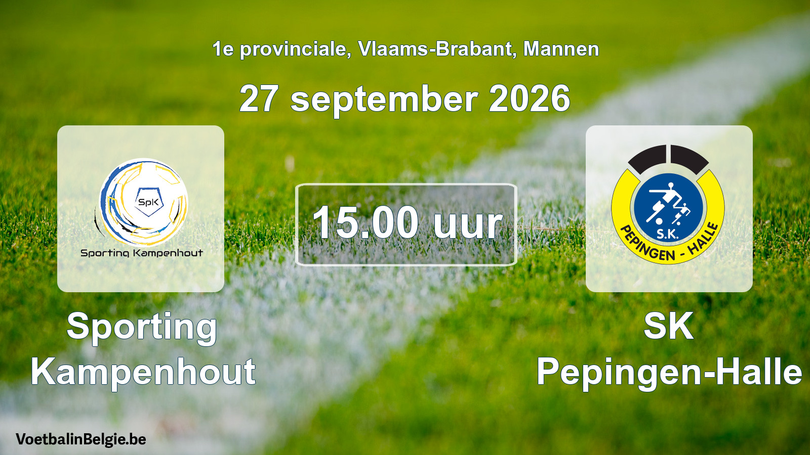 Geplande wedstrijd mannenvoetbal: Sporting Kampenhout - SK Pepingen-Halle (27 september 2026)