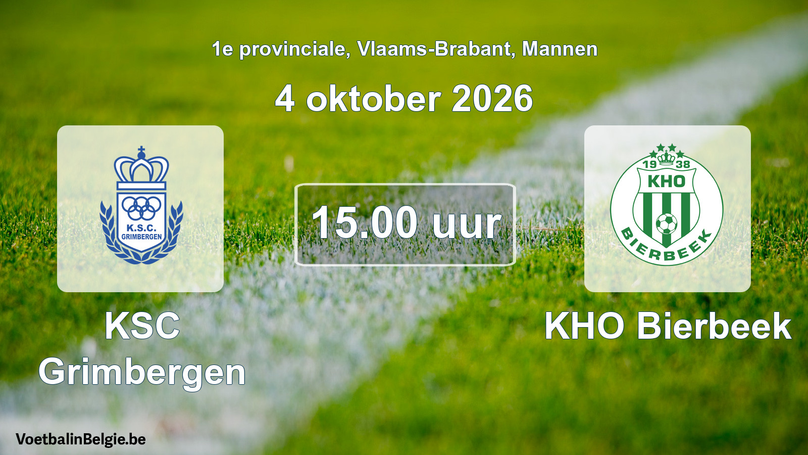 Geplande wedstrijd mannenvoetbal: KSC Grimbergen - KHO Bierbeek (4 oktober 2026)