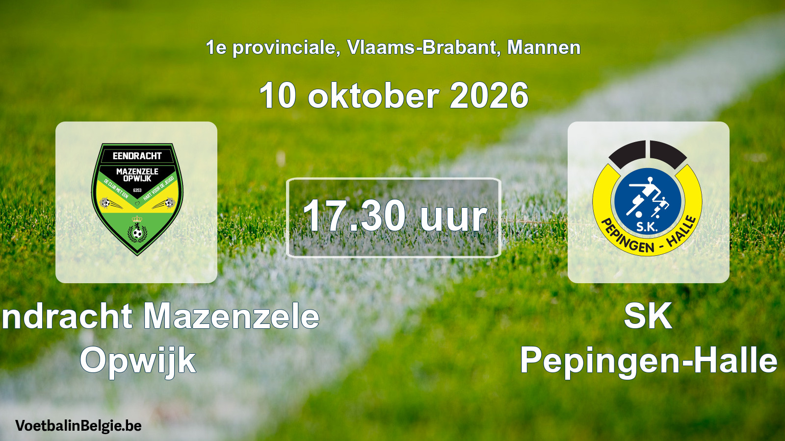 Geplande wedstrijd mannenvoetbal: Eendracht Mazenzele Opwijk - SK Pepingen-Halle (10 oktober 2026)