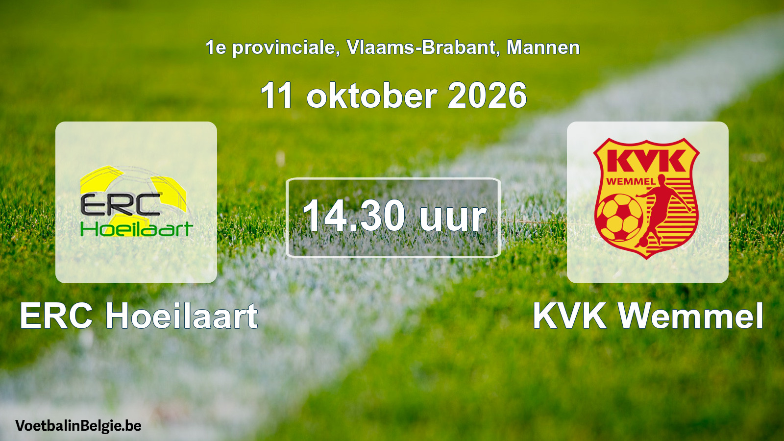 Geplande wedstrijd mannenvoetbal: ERC Hoeilaart - KVK Wemmel (11 oktober 2026)