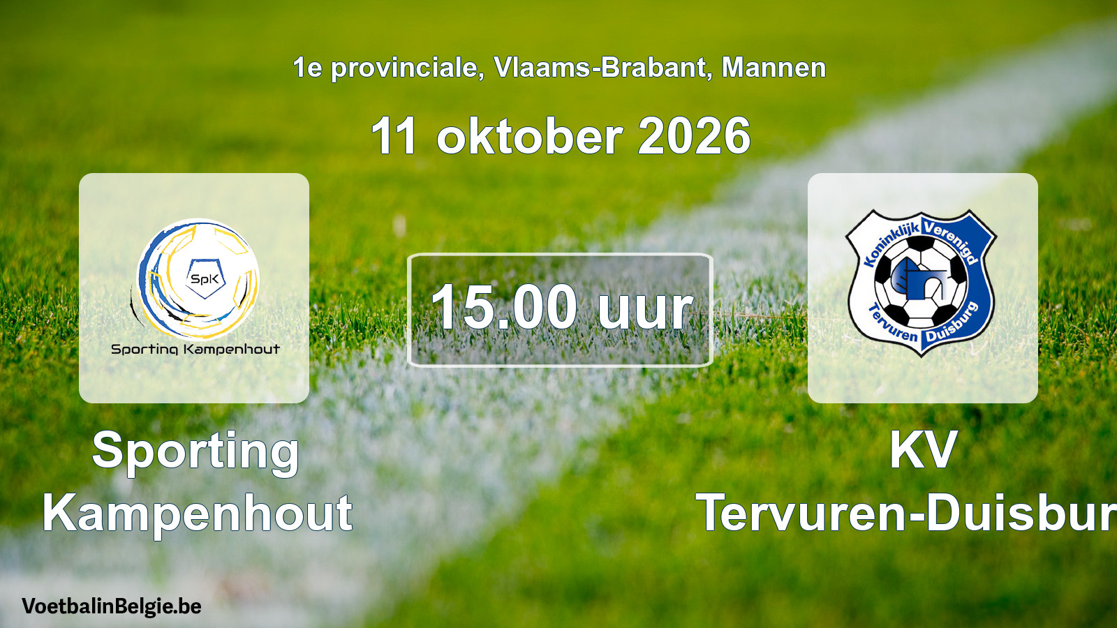 Geplande wedstrijd mannenvoetbal: Sporting Kampenhout - KV Tervuren-Duisburg (11 oktober 2026)