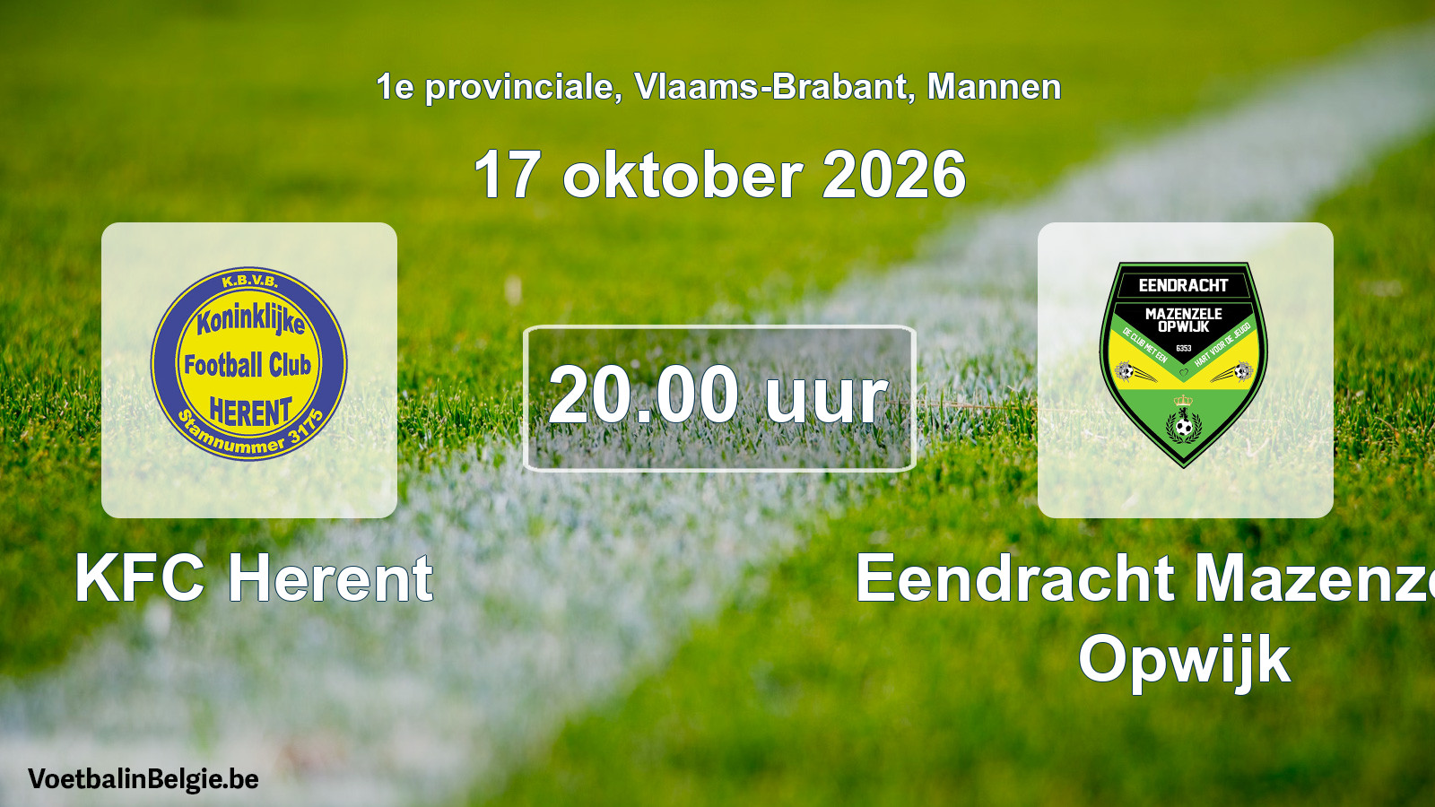Geplande wedstrijd mannenvoetbal: KFC Herent - Eendracht Mazenzele Opwijk (17 oktober 2026)