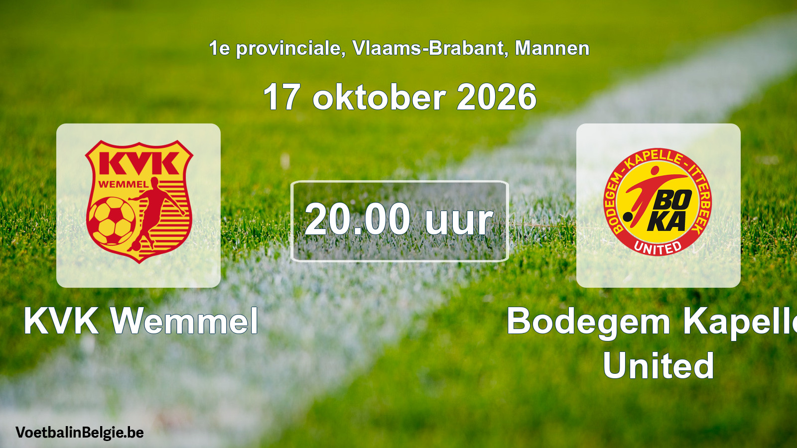 Geplantes Spiel männer-Fußball: KVK Wemmel - Bodegem Kapelle United (17 Oktober 2026)