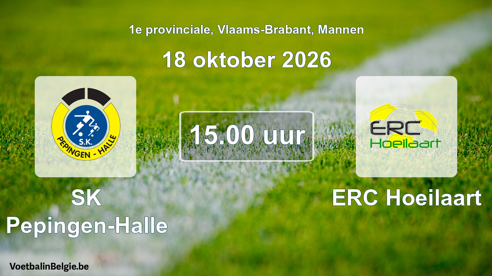 Geplande wedstrijd mannenvoetbal: SK Pepingen-Halle - ERC Hoeilaart (18 oktober 2026)