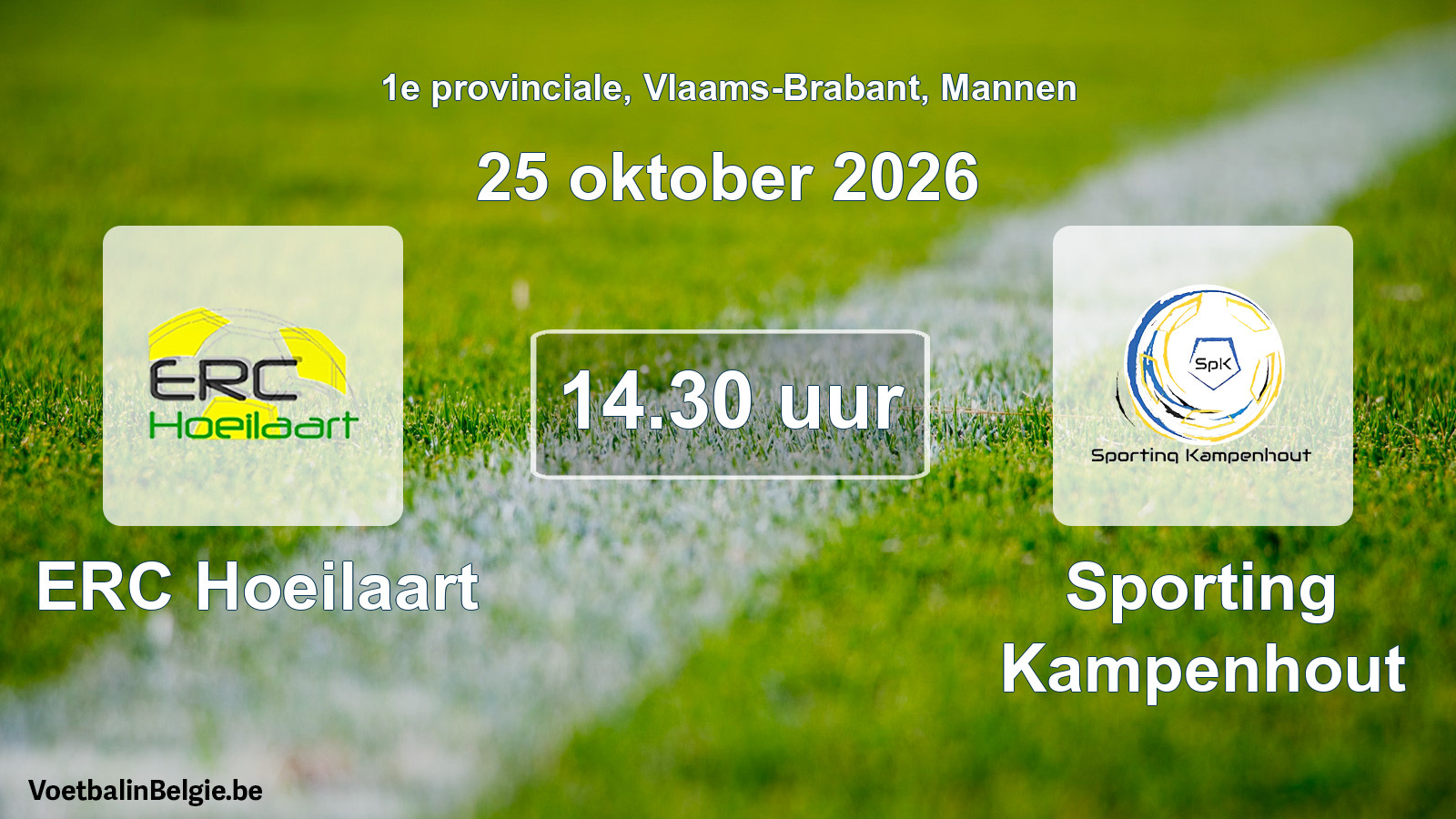 Geplande wedstrijd mannenvoetbal: ERC Hoeilaart - Sporting Kampenhout (25 oktober 2026)
