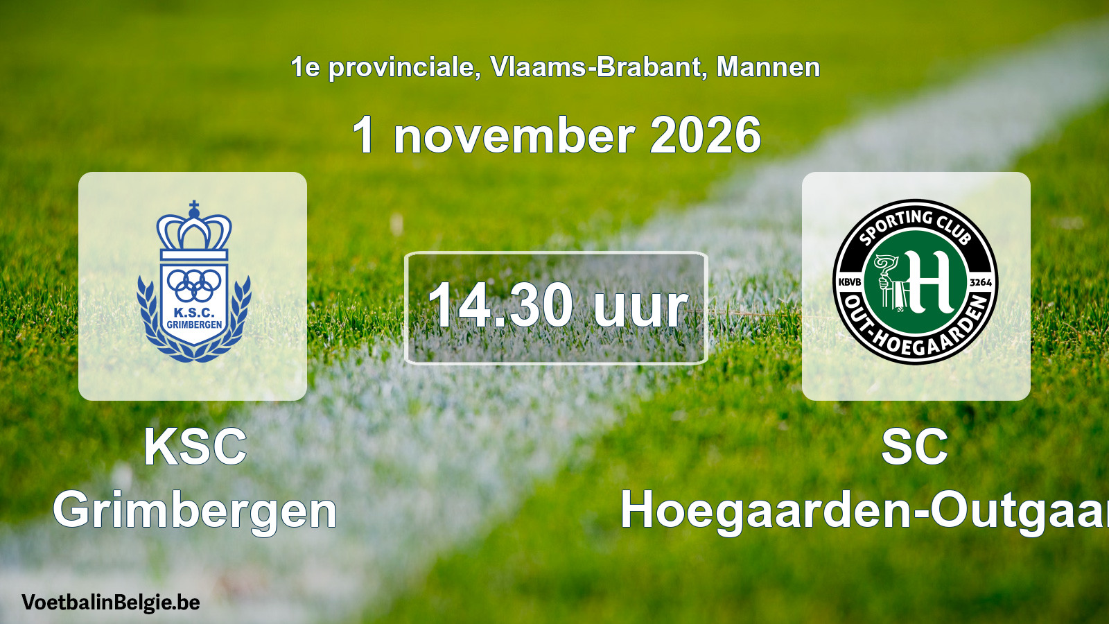 Geplande wedstrijd mannenvoetbal: KSC Grimbergen - SC Hoegaarden-Outgaarden (1 november 2026)