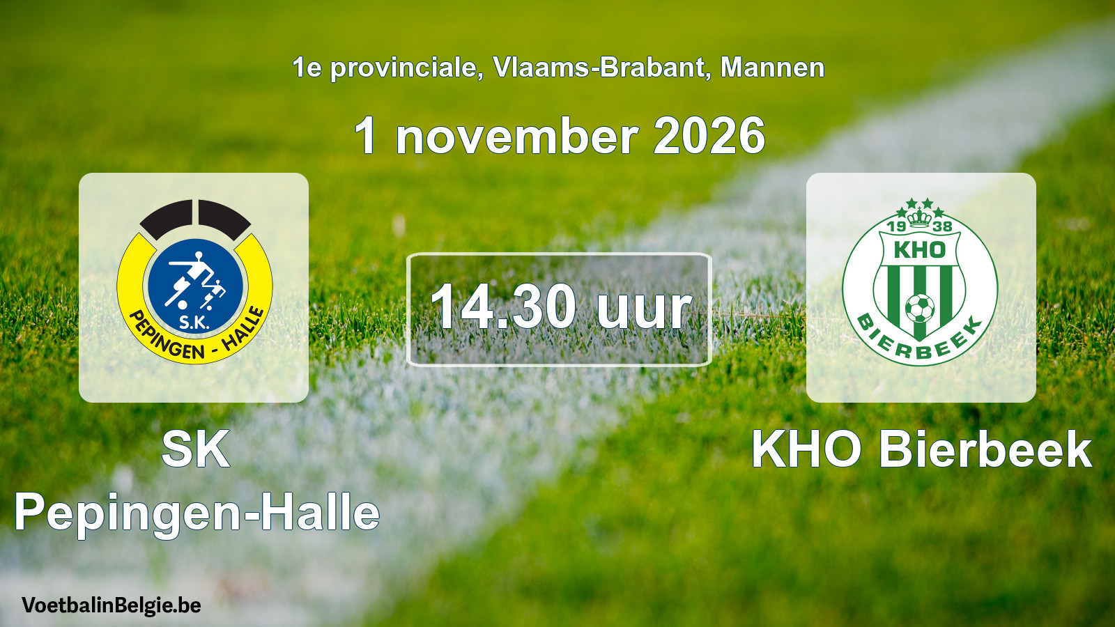 Geplande wedstrijd mannenvoetbal: SK Pepingen-Halle - KHO Bierbeek (1 november 2026)