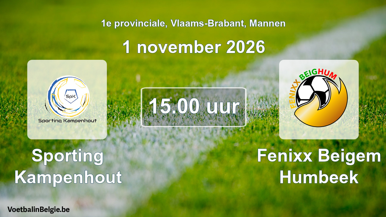 Geplande wedstrijd mannenvoetbal: Sporting Kampenhout - Fenixx Beigem Humbeek (1 november 2026)
