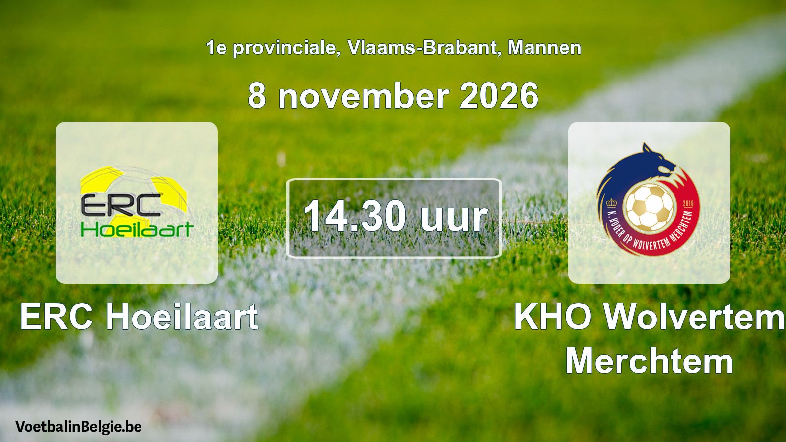 Geplande wedstrijd mannenvoetbal: ERC Hoeilaart - KHO Wolvertem Merchtem (8 november 2026)