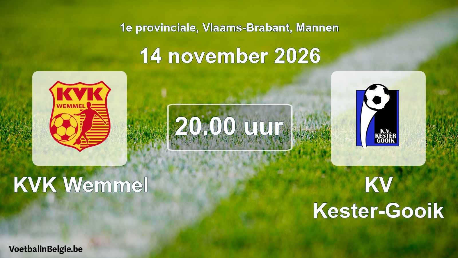 Geplande wedstrijd mannenvoetbal: KVK Wemmel - KV Kester-Gooik (14 november 2026)