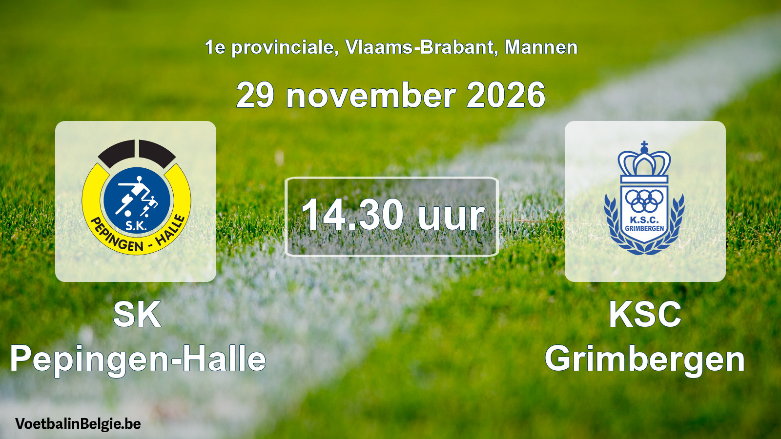 Geplande wedstrijd mannenvoetbal: SK Pepingen-Halle - KSC Grimbergen (29 november 2026)