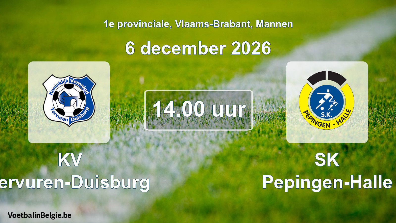 Geplande wedstrijd mannenvoetbal: KV Tervuren-Duisburg - SK Pepingen-Halle (6 december 2026)