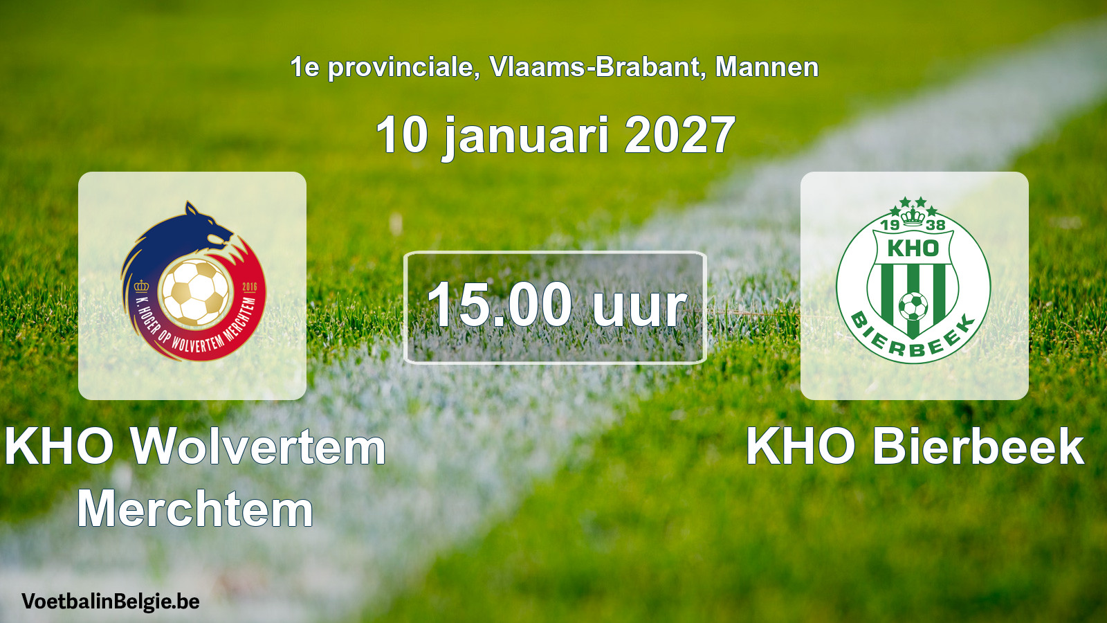 Geplande wedstrijd mannenvoetbal: KHO Wolvertem Merchtem - KHO Bierbeek (10 januari 2027)