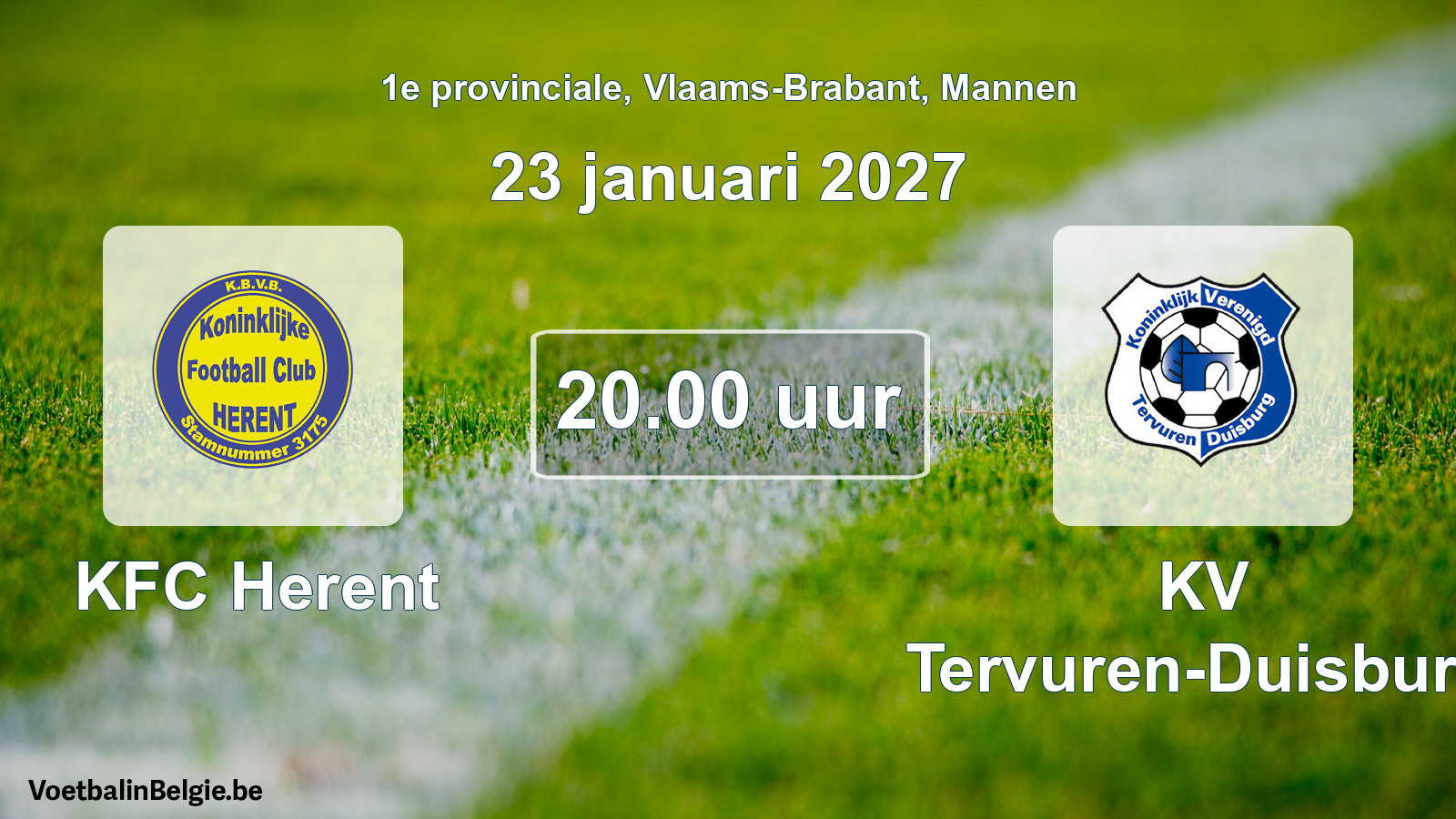 Geplande wedstrijd mannenvoetbal: KFC Herent - KV Tervuren-Duisburg (23 januari 2027)
