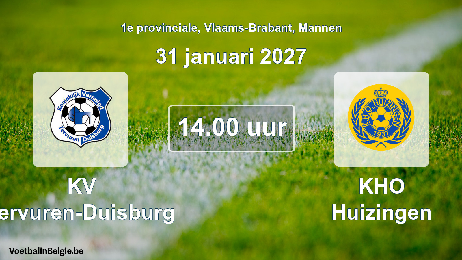 Geplande wedstrijd mannenvoetbal: KV Tervuren-Duisburg - KHO Huizingen (31 januari 2027)