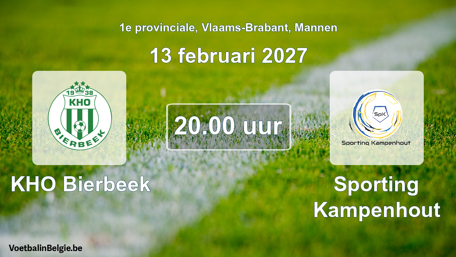Geplande wedstrijd mannenvoetbal: KHO Bierbeek - Sporting Kampenhout (13 februari 2027)