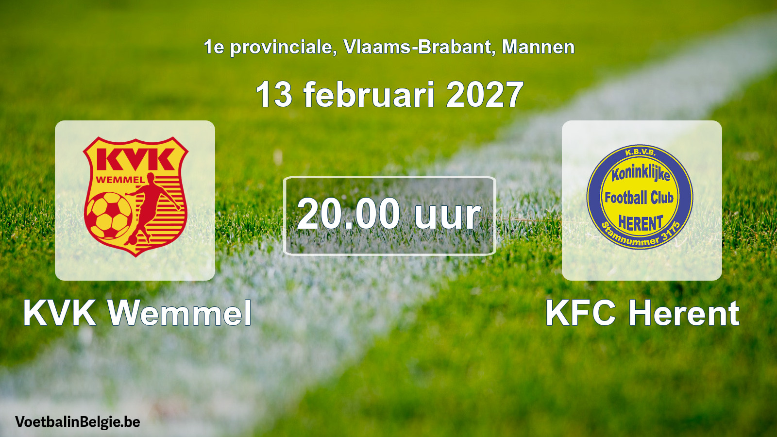 Geplande wedstrijd mannenvoetbal: KVK Wemmel - KFC Herent (13 februari 2027)