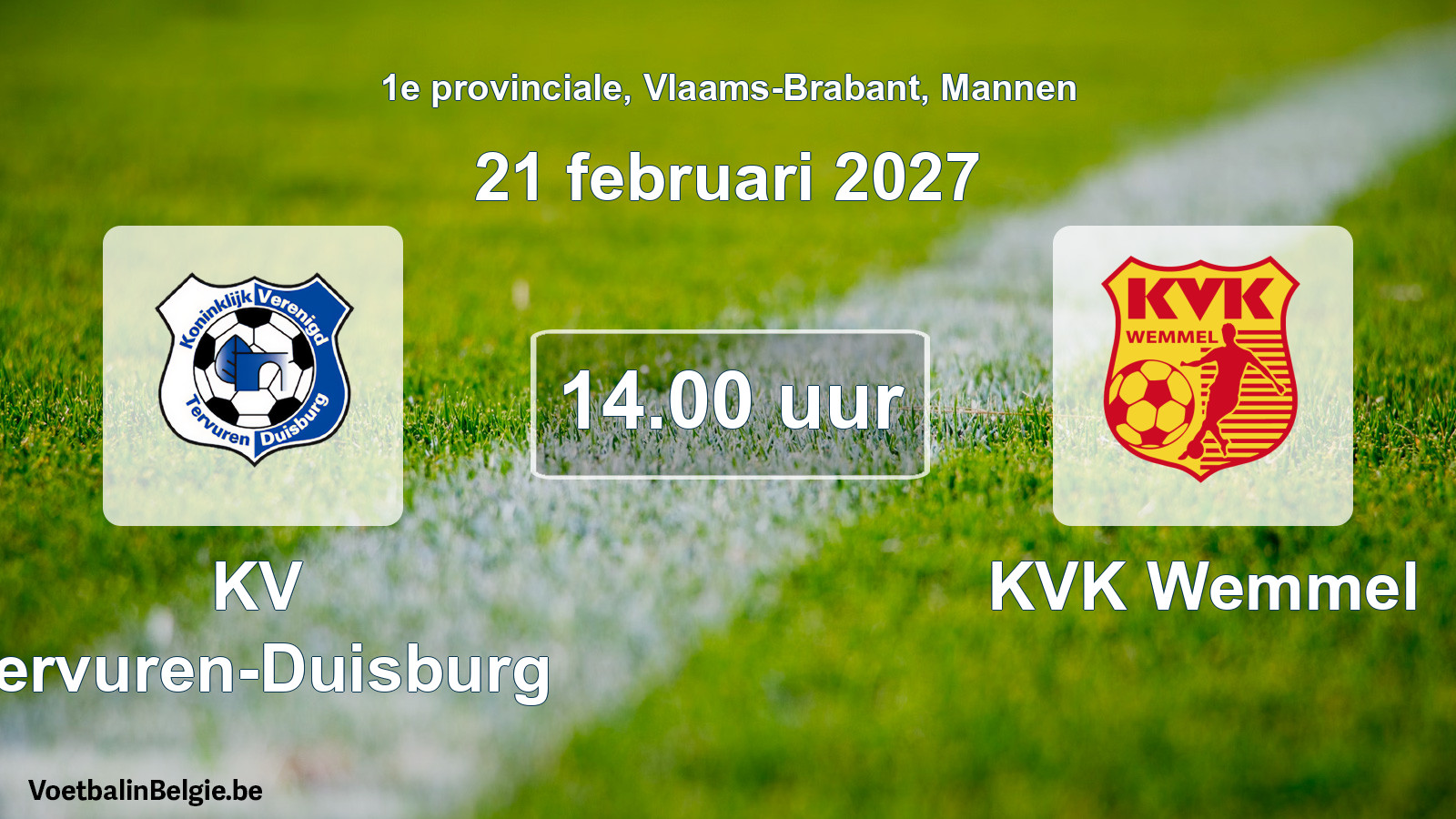Geplande wedstrijd mannenvoetbal: KV Tervuren-Duisburg - KVK Wemmel (21 februari 2027)
