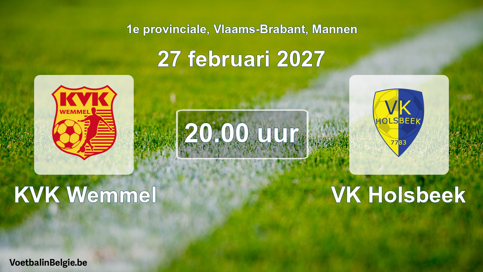 Geplande wedstrijd mannenvoetbal: KVK Wemmel - VK Holsbeek (27 februari 2027)