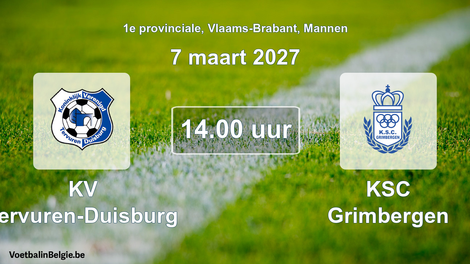 Geplande wedstrijd mannenvoetbal: KV Tervuren-Duisburg - KSC Grimbergen (7 maart 2027)