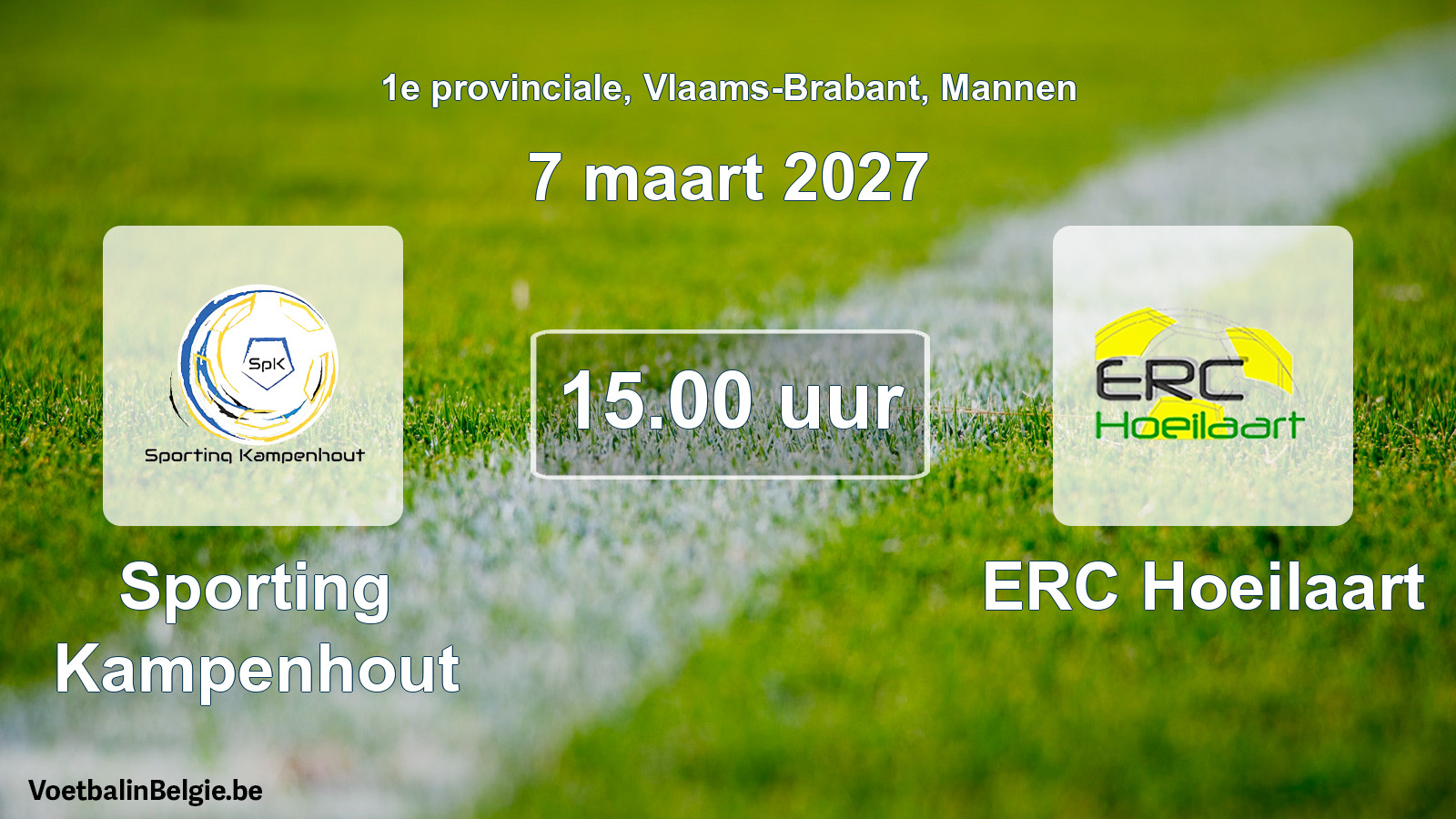 Geplande wedstrijd mannenvoetbal: Sporting Kampenhout - ERC Hoeilaart (7 maart 2027)