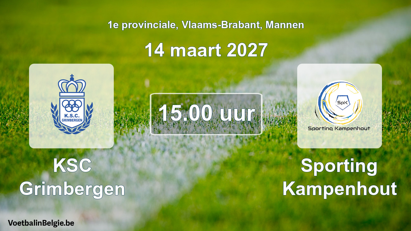 Geplande wedstrijd mannenvoetbal: KSC Grimbergen - Sporting Kampenhout (14 maart 2027)
