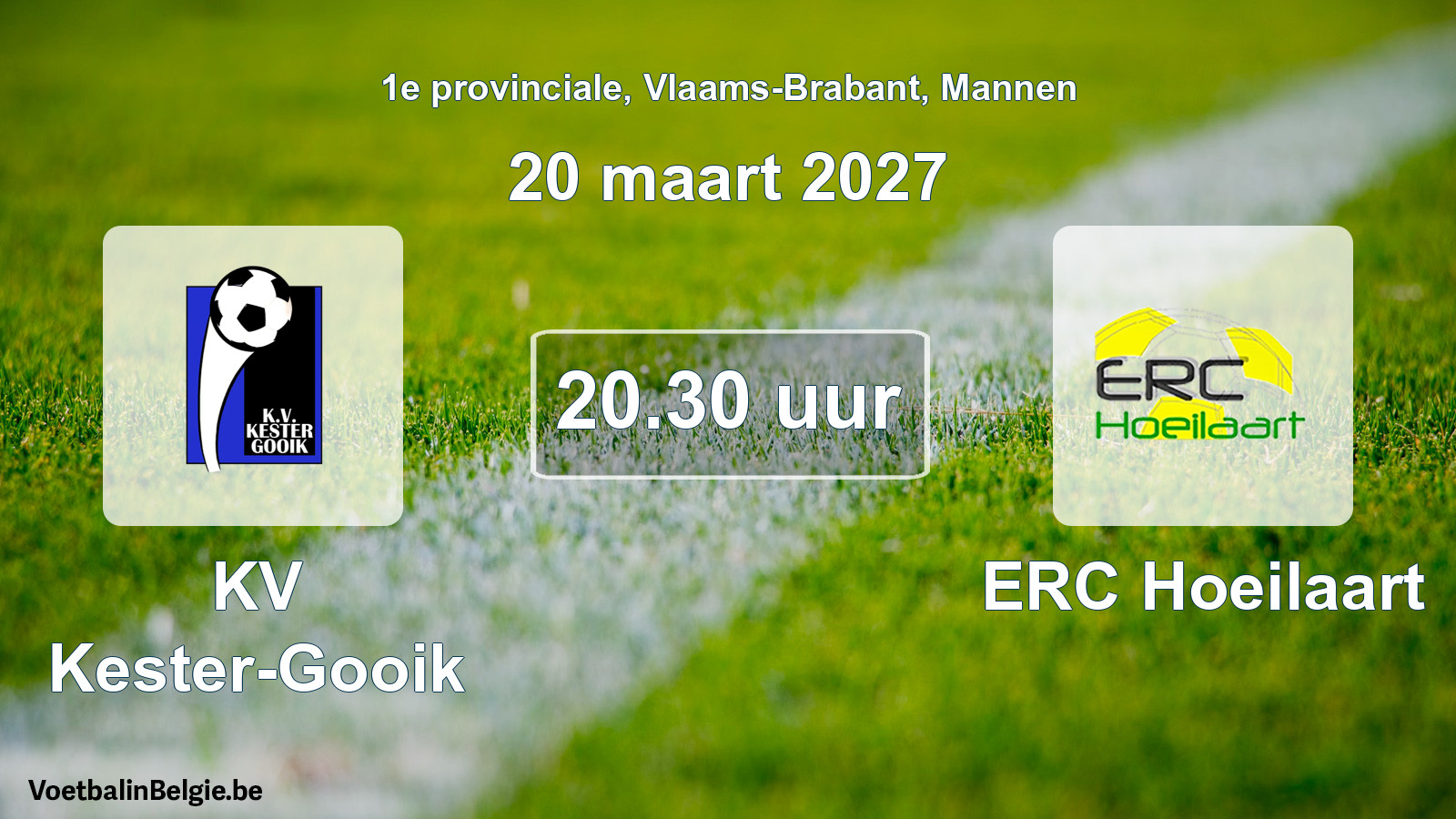 Geplande wedstrijd mannenvoetbal: KV Kester-Gooik - ERC Hoeilaart (20 maart 2027)
