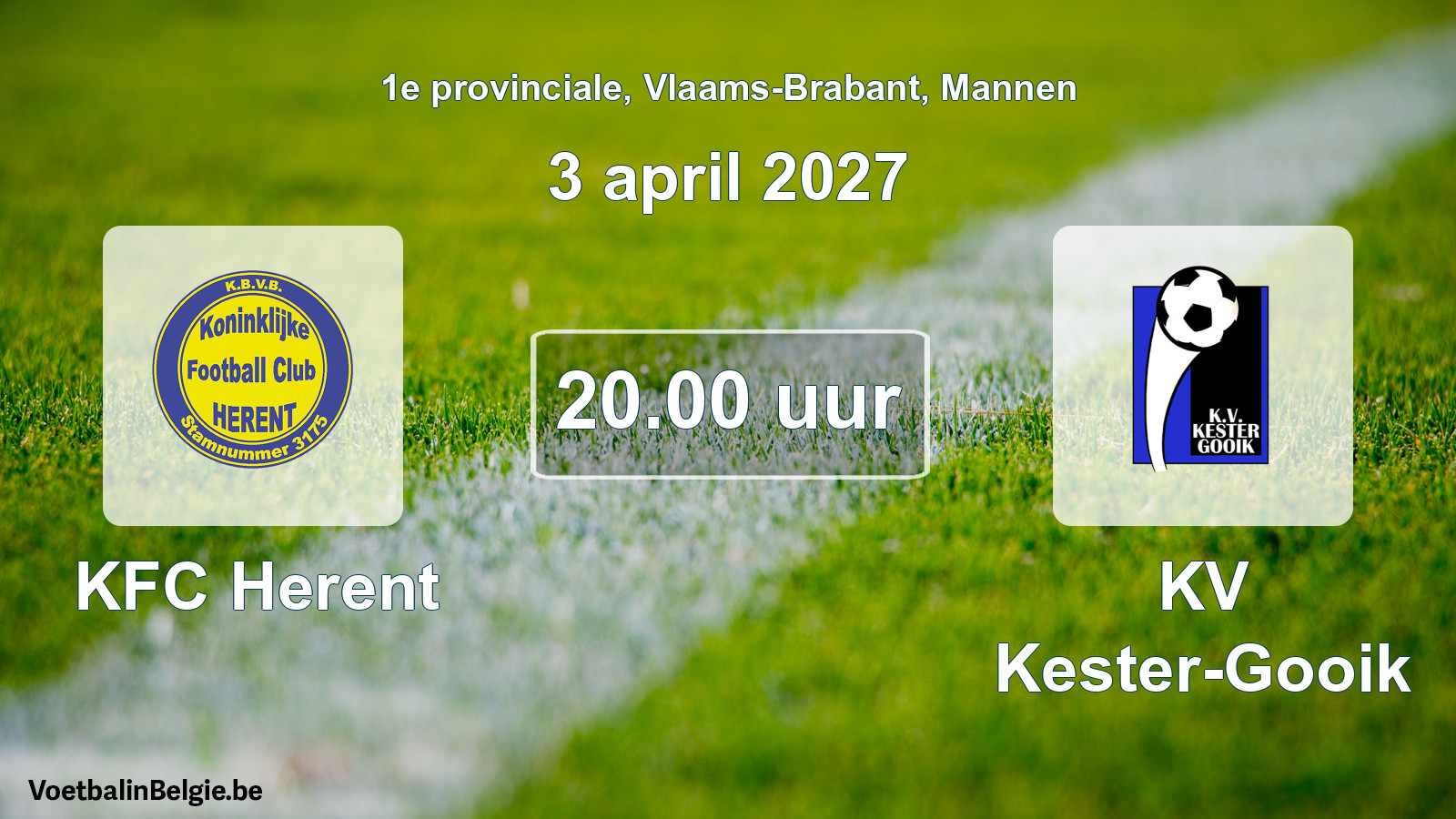 Geplande wedstrijd mannenvoetbal: KFC Herent - KV Kester-Gooik (3 april 2027)