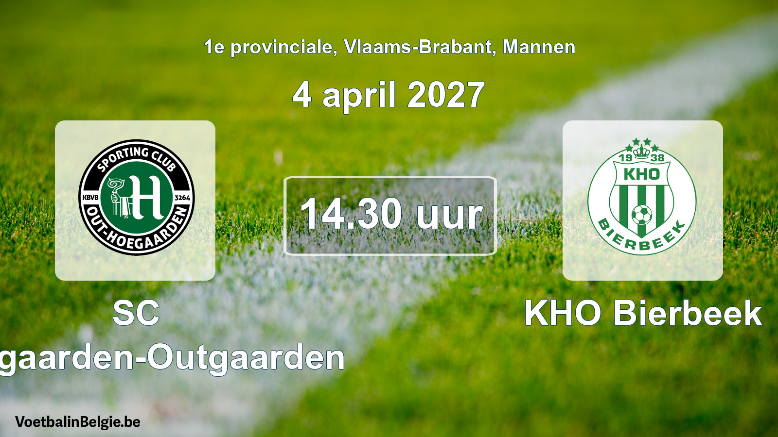 Geplande wedstrijd mannenvoetbal: SC Hoegaarden-Outgaarden - KHO Bierbeek (4 april 2027)