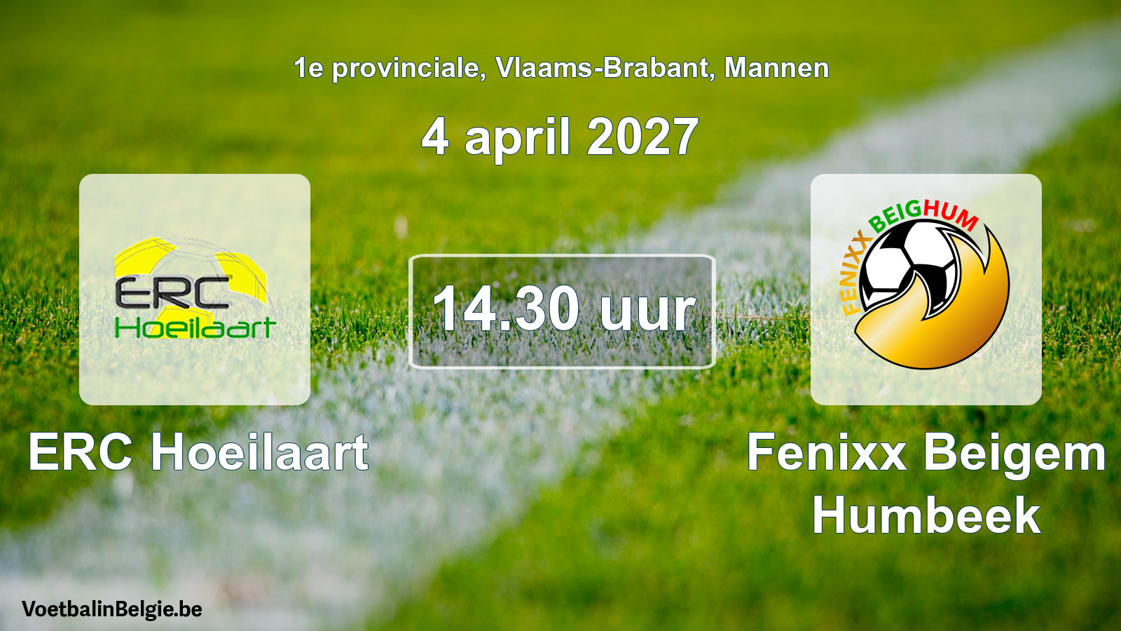 Geplande wedstrijd mannenvoetbal: ERC Hoeilaart - Fenixx Beigem Humbeek (4 april 2027)