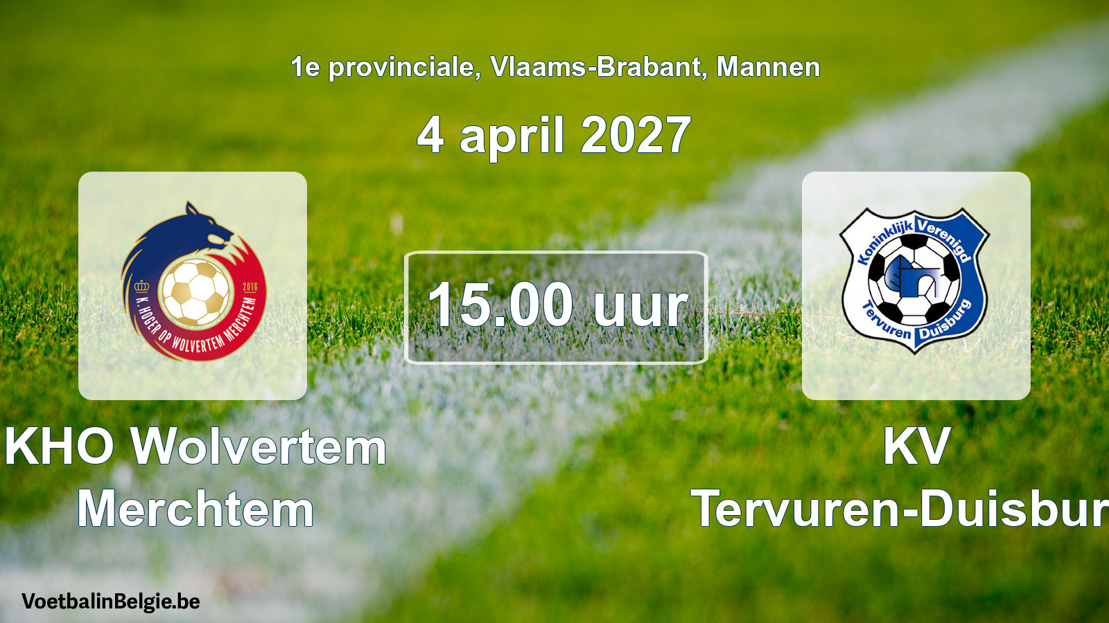 Geplande wedstrijd mannenvoetbal: KHO Wolvertem Merchtem - KV Tervuren-Duisburg (4 april 2027)