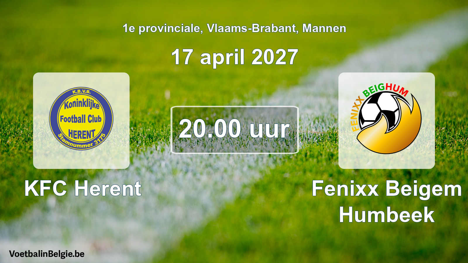 Geplande wedstrijd mannenvoetbal: KFC Herent - Fenixx Beigem Humbeek (17 april 2027)