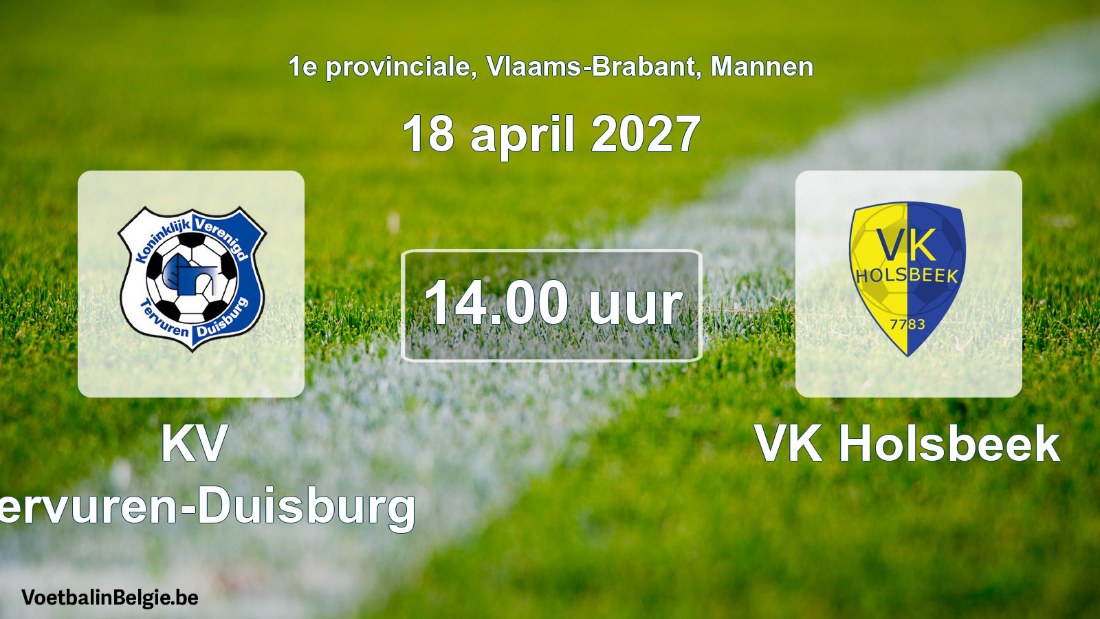 Geplande wedstrijd mannenvoetbal: KV Tervuren-Duisburg - VK Holsbeek (18 april 2027)