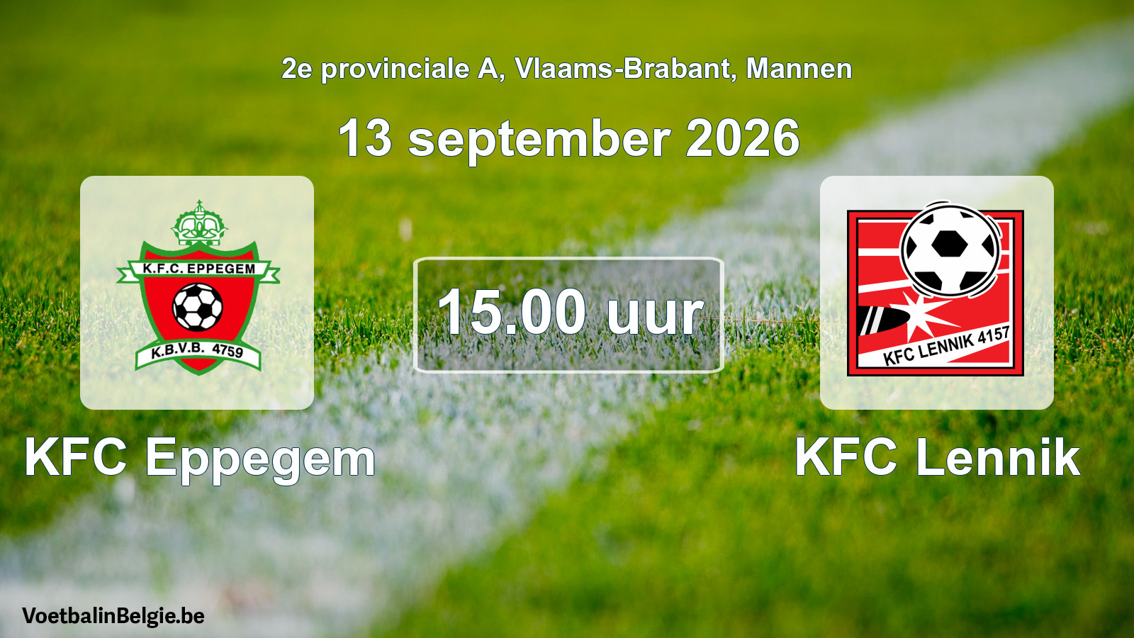 Geplande wedstrijd mannenvoetbal: KFC Eppegem - KFC Lennik (13 september 2026)